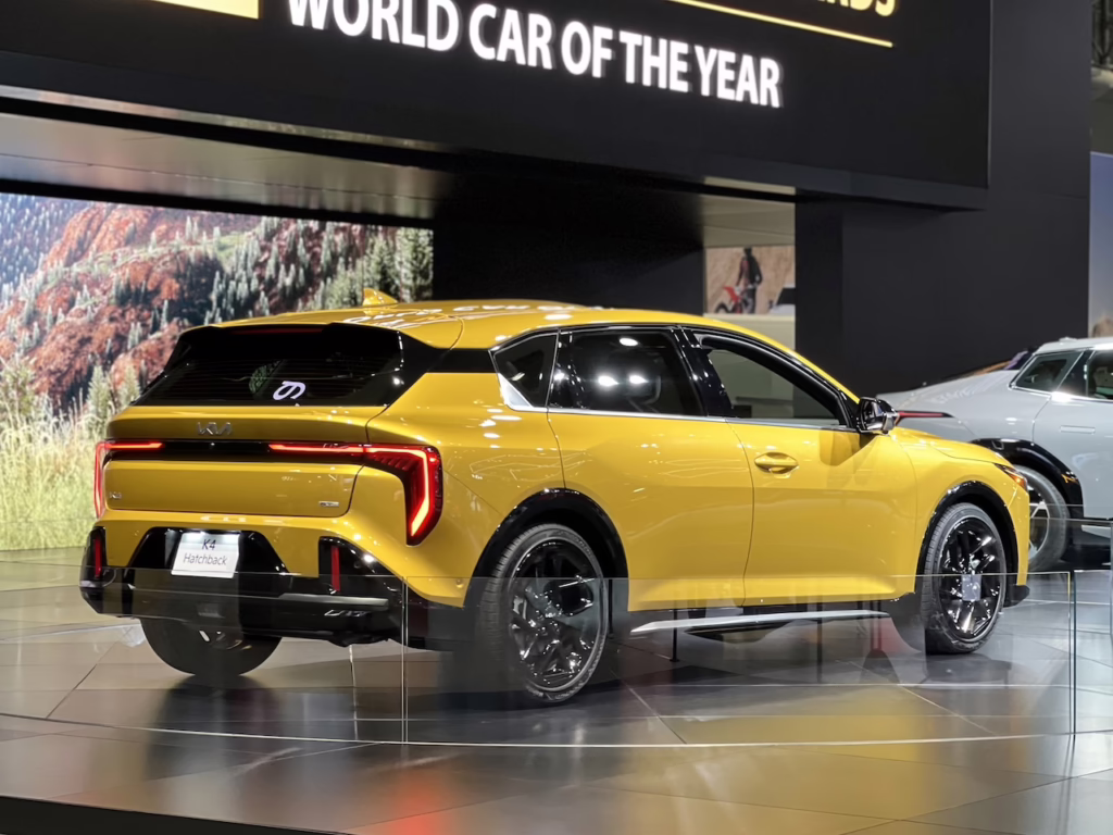 2026 Kia K4 Hatchback, rear 3/4. Image by Beverly Braga.