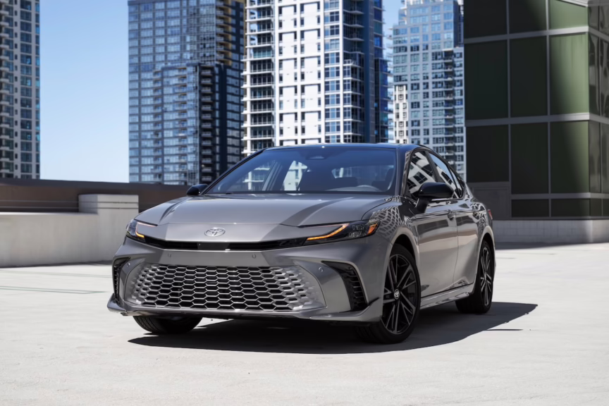 2026 Toyota Camry XSE. Front 3/4. Image courtesy of Toyota.