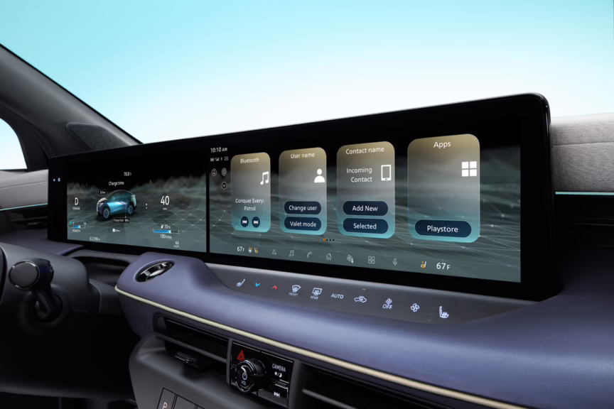 2026 Nissan Leaf, dual 14.3-in screens. Image courtesy of Nissan.