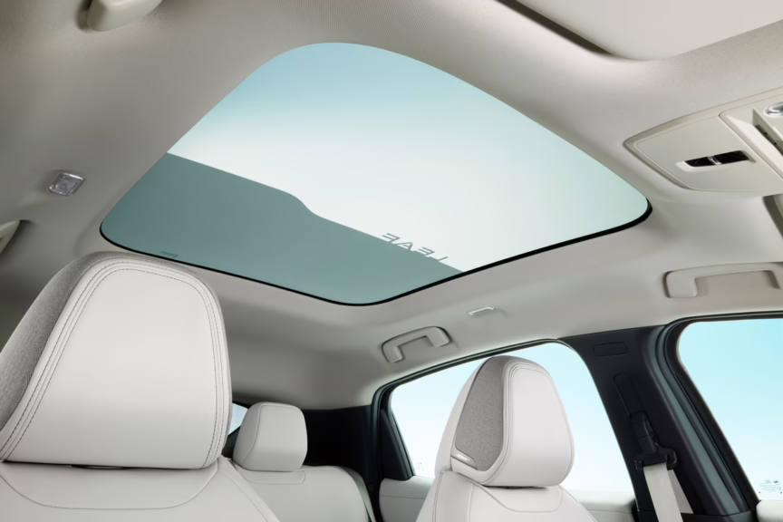 2026 Nissan Leaf, dimmable panoramic roof. Image courtesy of Nissan.