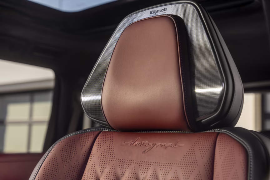 2025 Infiniti QX80 headrest speakers. Image courtesy of Nissan