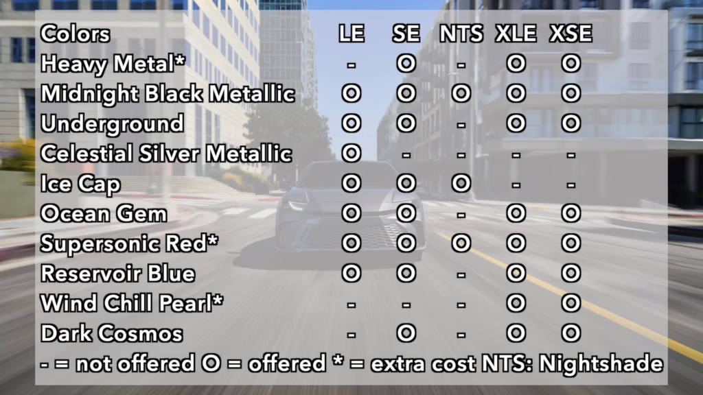 2026 Toyota Camry color choices