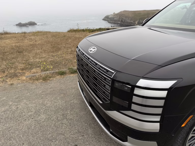 2026 Hyundai Palisade Calligraphy, front fascia with ocean in the background. Image by Robin Warner