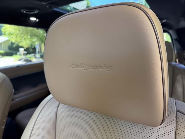 2026 Hyundai Palisade, Calligraphy front seat headrest. Image by Robin Warner