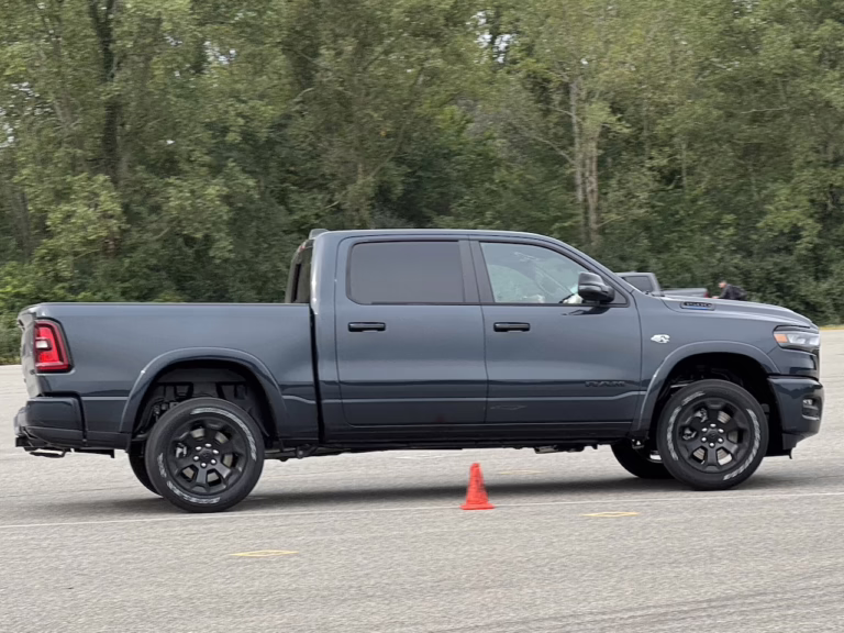 2026 Ram 1500 with a HEMI V-8, cornering. Image by Robin Warner