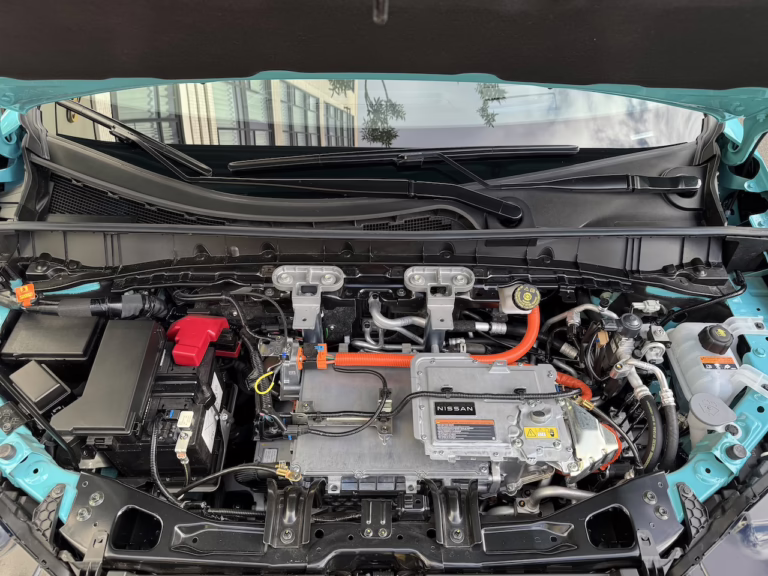 2026 Nissan Leaf Platinum+, under the hood lies an organized block of electric propulsion magic. Image by Robin Warner