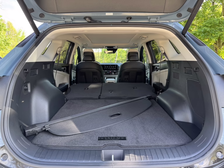 2026 Kia Sportage Hybrid SX Prestige, cargo space - second row folded. Image by Robin Warner