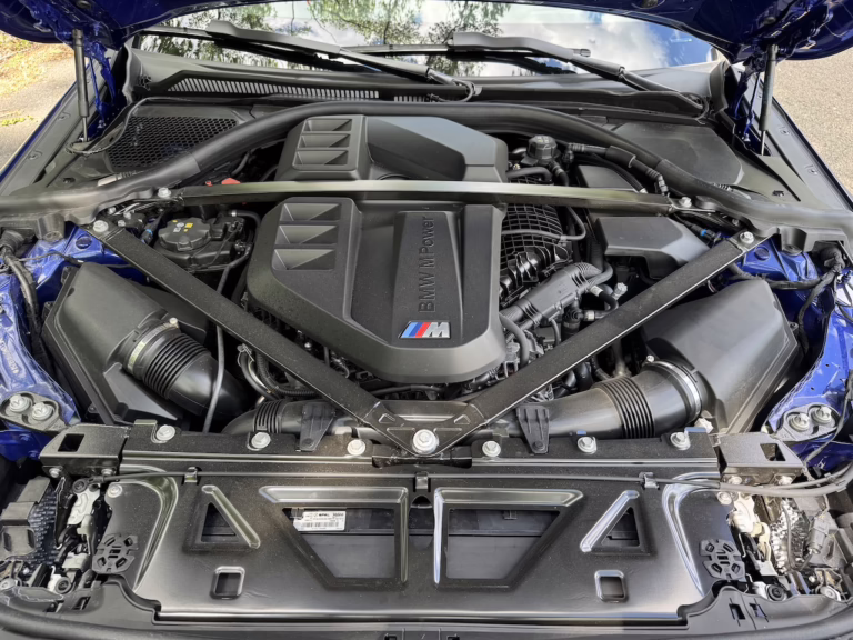 2026 BMW M2 CS, portimao blue metallic, engine bay. Image by Robin Warner