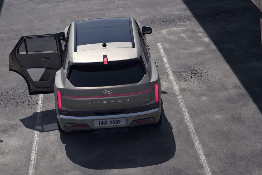 2027 Hyundai Tucson. Wide opening doors, 83 degrees. Image courtesy of Hyundai